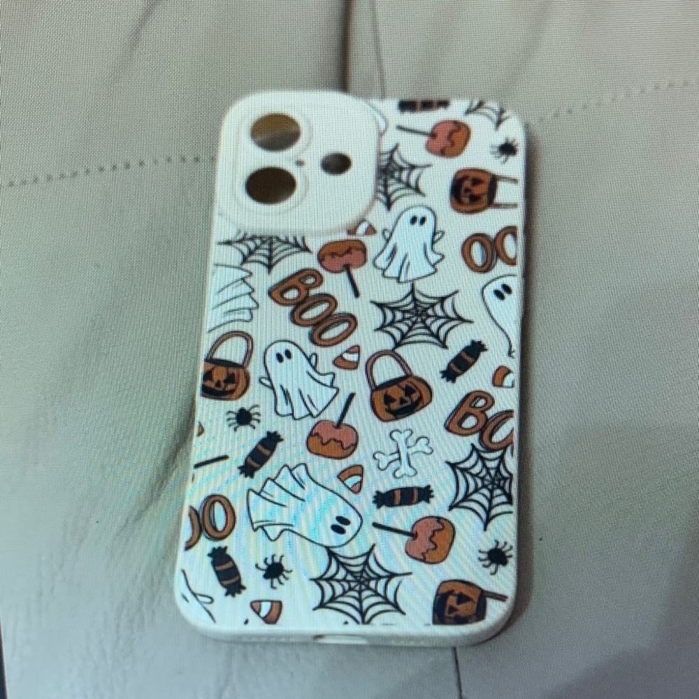 Apple Halloween Themed Phone Case - White and Orange